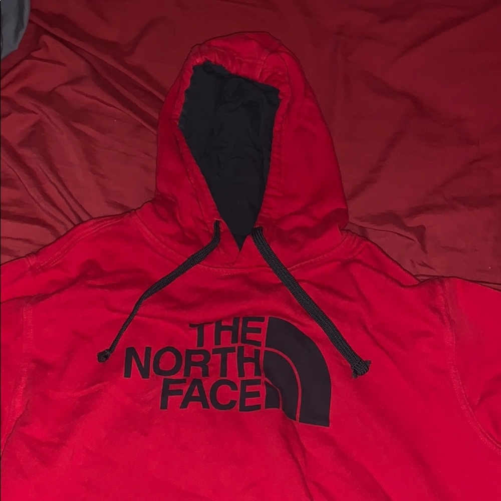Red the north face hoodie for sale size L